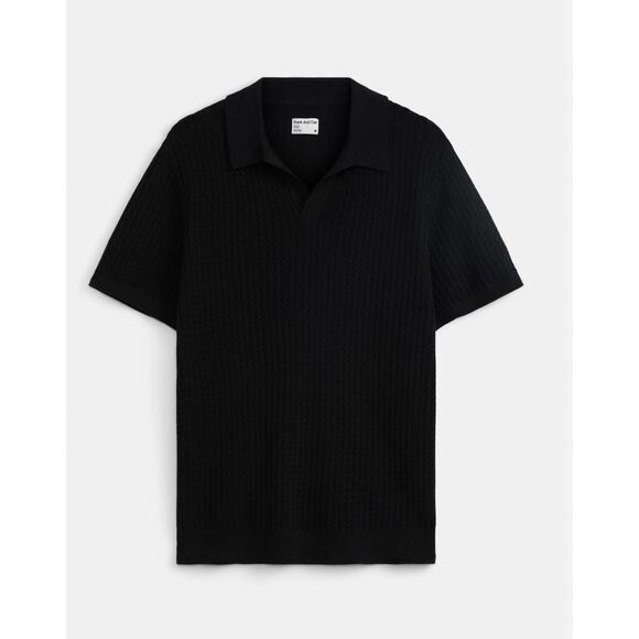 (XL) NWT $100 Frank & Oak The Johnny Collar Polo Black - Picture 1 of 3